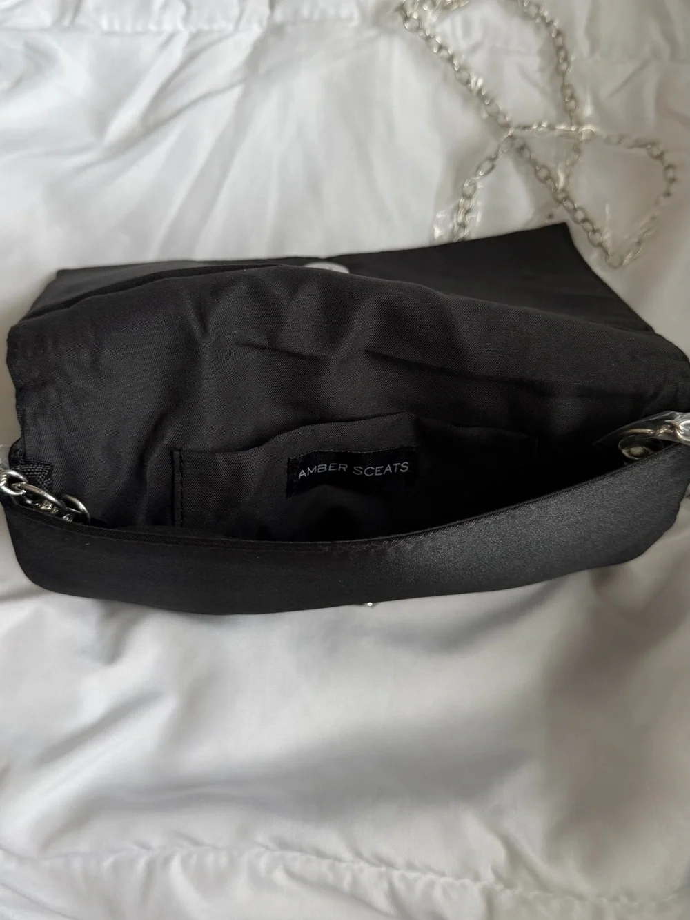 New in Bag Amber Sceats Stella Crystal Black Rhinestone Evening Clutch